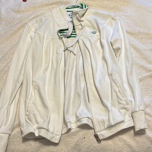 Green and white adidas zip sweater.
